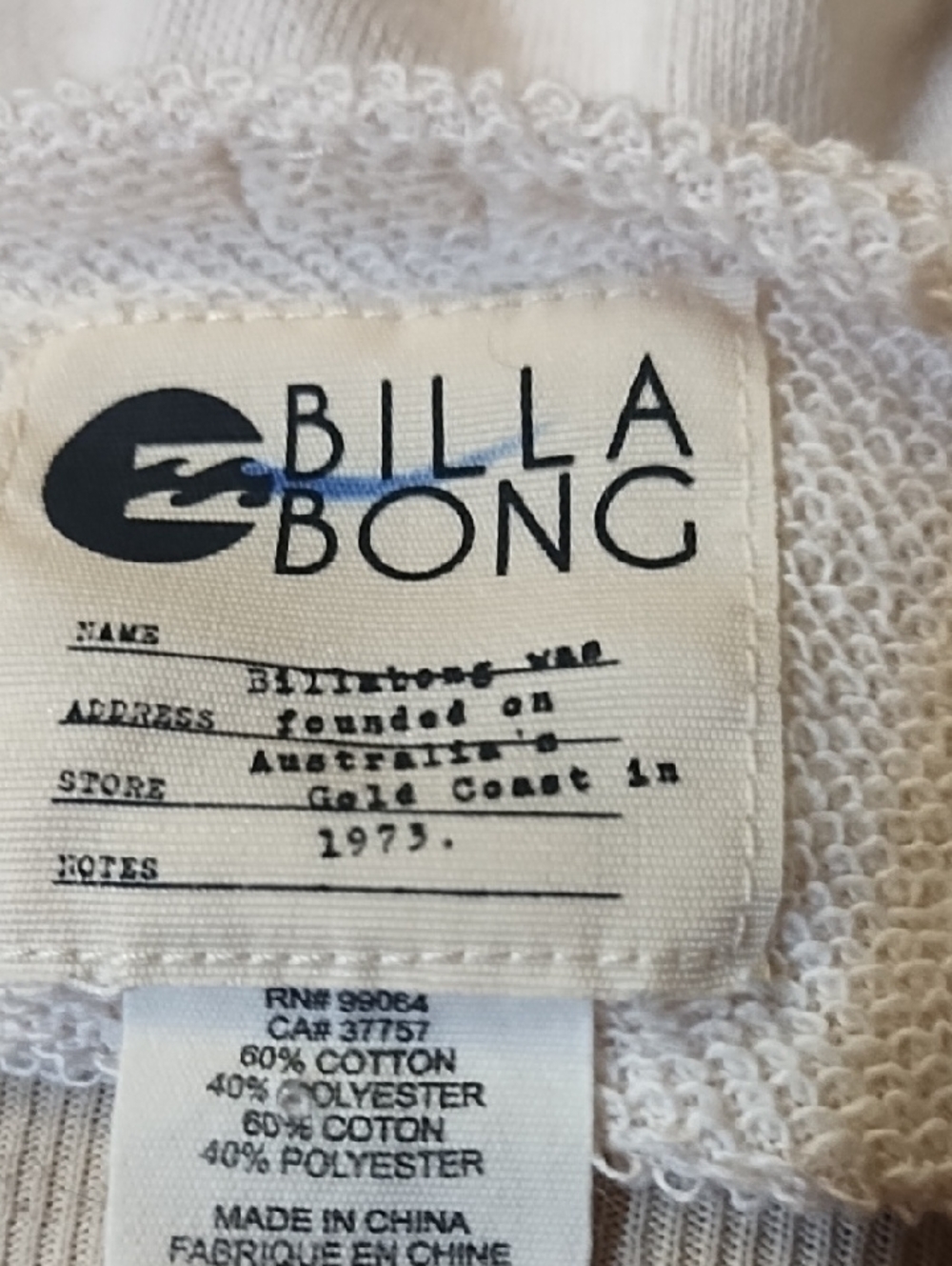 Billabong Cream Top - Picture 2 of 3